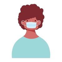 young man wearing medical mask, protection outbreak, isolated icon design white background vector