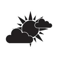 sun clouds sky weather in silhouette style isolated icon vector