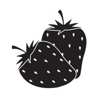 strawberries fruits fresh harvest in silhouette style isolated icon vector