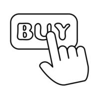 clicking button buy app mobile marketing and e-commerce line style icon vector