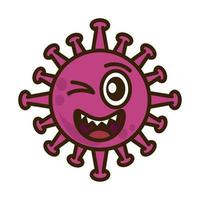 emoticono de virus, infección de personaje emoji covid-19, estilo de caricatura plana con guiño de cara vector