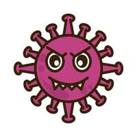 emoticono de virus, infección de personaje emoji covid-19, estilo de caricatura plana facial vector