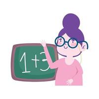 teacher woman with blackboard school math lesson cartoon vector