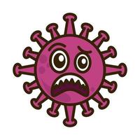 emoticono de virus, infección de personaje emoji covid-19, estilo de caricatura plana facial vector