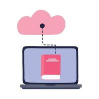 online training, computer and cloud storage book, education and courses learning digital vector