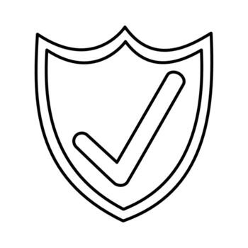 check mark shield mobile marketing and e-commerce line style icon vector