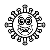 virus emoticon, covid-19 emoji character infection, face happy line cartoon style vector