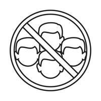 covid 19 coronavirus prevention avoid crowded places line style icon vector