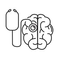 alzheimer disease, brain organ dianostic, decrease in mental human ability line style icon vector