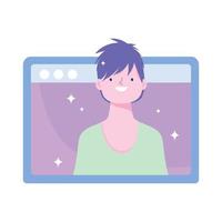 boy website internet video connection online training isolated icon design white background vector