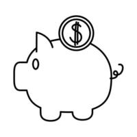 piggy bank money marketing and e-commerce line style icon vector