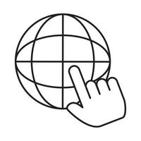 world clicking hand mobile marketing and e-commerce line style icon vector