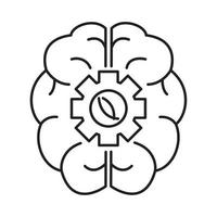 alzheimer disease, brain and mechanism gear function, decrease in mental human ability line style icon vector