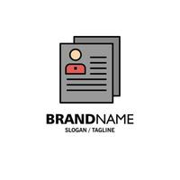 Profile About Contact Delete File Personal Business Logo Template Flat Color vector