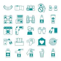 covid 19 coronavirus, prevention outbreak disease pandemic virus icons set line design icon vector