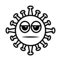 emoticono de virus, infección de personaje emoji covid-19, estilo de dibujos animados de línea de cara vector