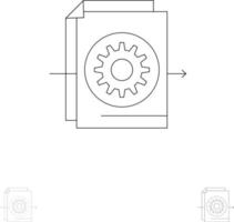 configuración de equipo de archivo de documento conjunto de iconos de línea negra en negrita y delgada vector