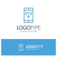 Application Data Download Mobile Mobile Application Blue Outline Logo Place for Tagline vector