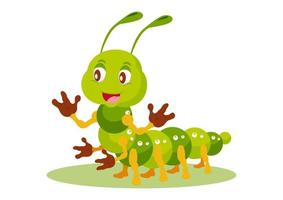 Happy Cute Caterpillar Cartoon Character Vector