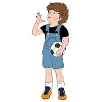 Boy is holding a ball vector