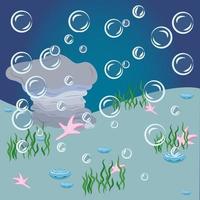 Underwater world. Algae, Sea Stars, Shells vector