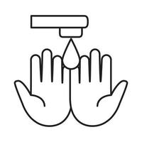 covid 19 coronavirus prevention hands water drop faucet line style icon vector