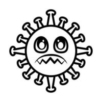 emoticono de virus, infección de personaje emoji covid-19, estilo de dibujos animados de línea de cara vector