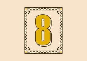 Vintage rectangle frame with number 8 on it vector
