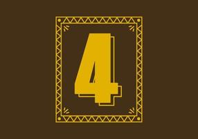 Number 4 in retro rectangle frame vector