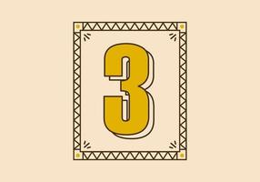 Vintage rectangle frame with number 3 on it vector