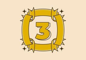 Retro frame illustration with number three in it vector
