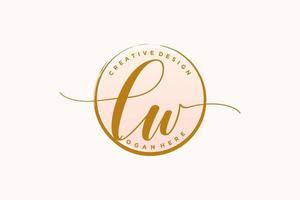 Initial LW handwriting logo with circle template vector signature, wedding, fashion, floral and botanical with creative template.