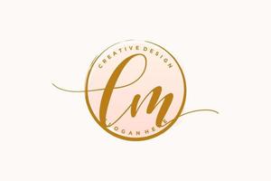 Initial LM handwriting logo with circle template vector signature, wedding, fashion, floral and botanical with creative template.