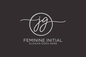 Initial JG handwriting logo with circle template vector logo of initial signature, wedding, fashion, floral and botanical with creative template.