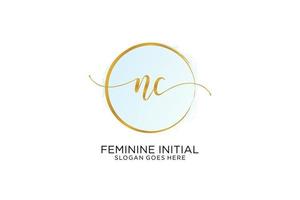 Initial NC handwriting logo with circle template vector signature, wedding, fashion, floral and botanical with creative template.