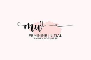 Initial MW beauty monogram and elegant logo design handwriting logo of initial signature, wedding, fashion, floral and botanical with creative template. vector