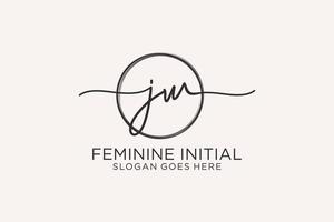 Initial JW handwriting logo with circle template vector logo of initial signature, wedding, fashion, floral and botanical with creative template.