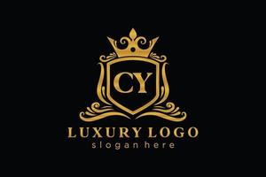Initial CY Letter Royal Luxury Logo template in vector art for Restaurant, Royalty, Boutique, Cafe, Hotel, Heraldic, Jewelry, Fashion and other vector illustration.