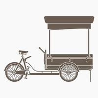 ilustración de vector de tienda de bicicletas de comida móvil de vista lateral aislada editable en estilo monocromo plano para elemento de arte de vehículo o diseño relacionado con el negocio de alimentos y bebidas