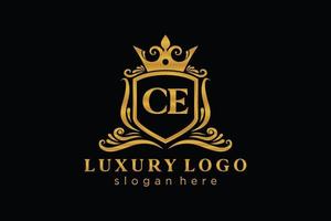 Initial CE Letter Royal Luxury Logo template in vector art for Restaurant, Royalty, Boutique, Cafe, Hotel, Heraldic, Jewelry, Fashion and other vector illustration.