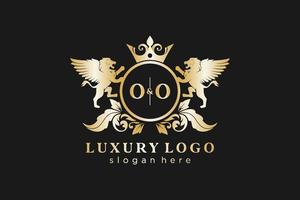 Initial OO Letter Lion Royal Luxury Logo template in vector art for Restaurant, Royalty, Boutique, Cafe, Hotel, Heraldic, Jewelry, Fashion and other vector illustration.