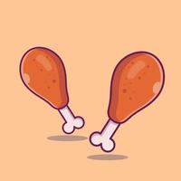 Chicken wing Cartoon Vector Icon Illustration. Food Object Icon Concept Isolated Premium Vector. Flat Cartoon Style