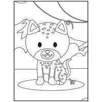 Cute Animals Coloring Book Pages For Kids vector