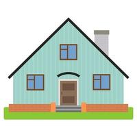 Private house with chimney on a white background. Vector illustration.