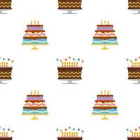 Seamless Pattern with colorful hearts, sweet cakes and pies. Vector illustration.