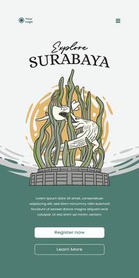 UI smartphone with handdrawn surabaya culture illustration