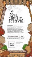 Hand drawn javanese music festival with gamelan vector