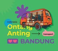 indonesia ontang-anting transportation in bandung handdrawn illustration vintage vector