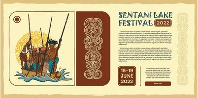 Sentani Festival Papua hand drawn illustration vector