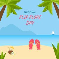 Holiday greeting card with flip-flops. National flip flops day.Vector illustration. vector